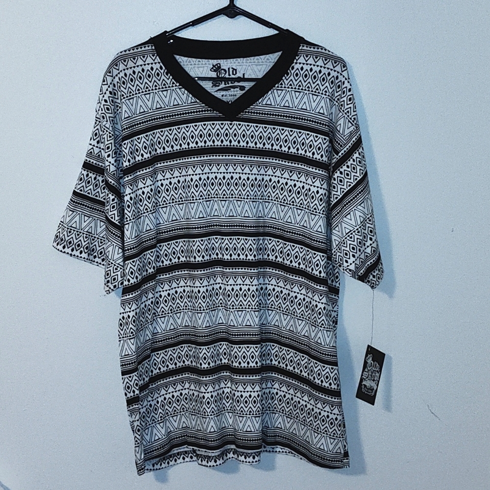 Men's XL Tribal Print V-Neck T-shirt by Old Skool